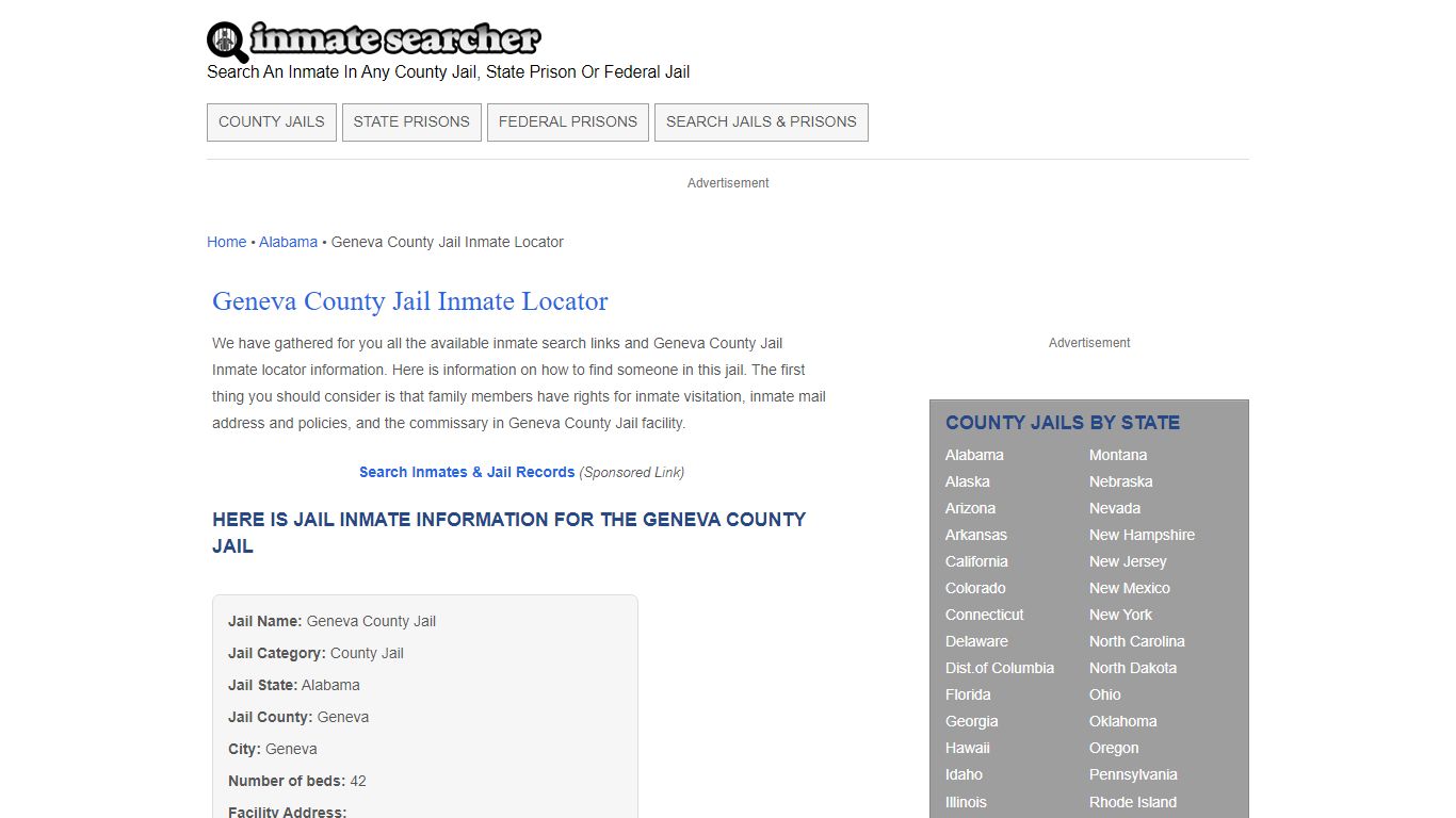 Geneva County Jail Inmate Locator - Inmate Searcher
